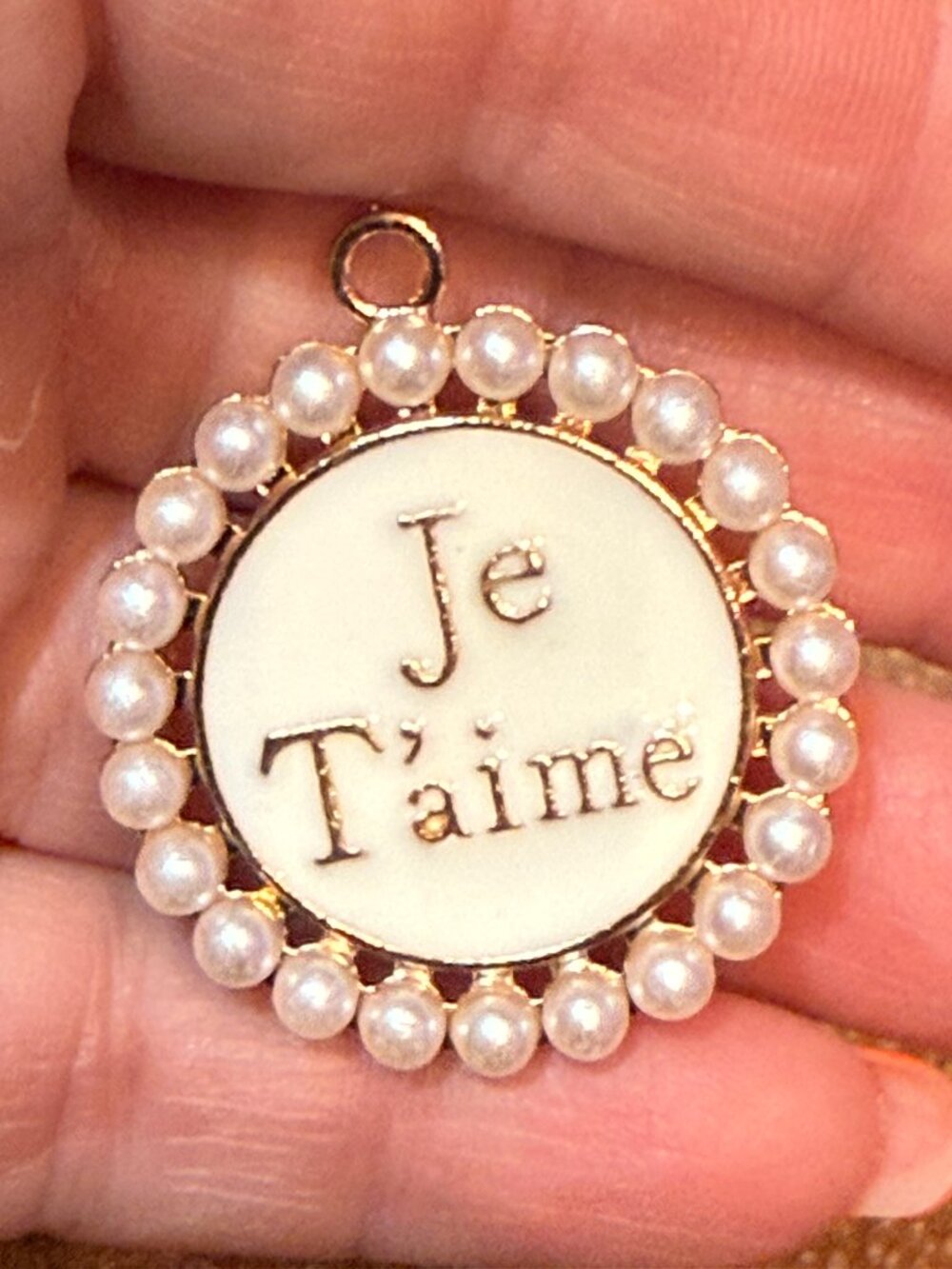 4 piece - Je Taime Shoe Charm with pearls # 5